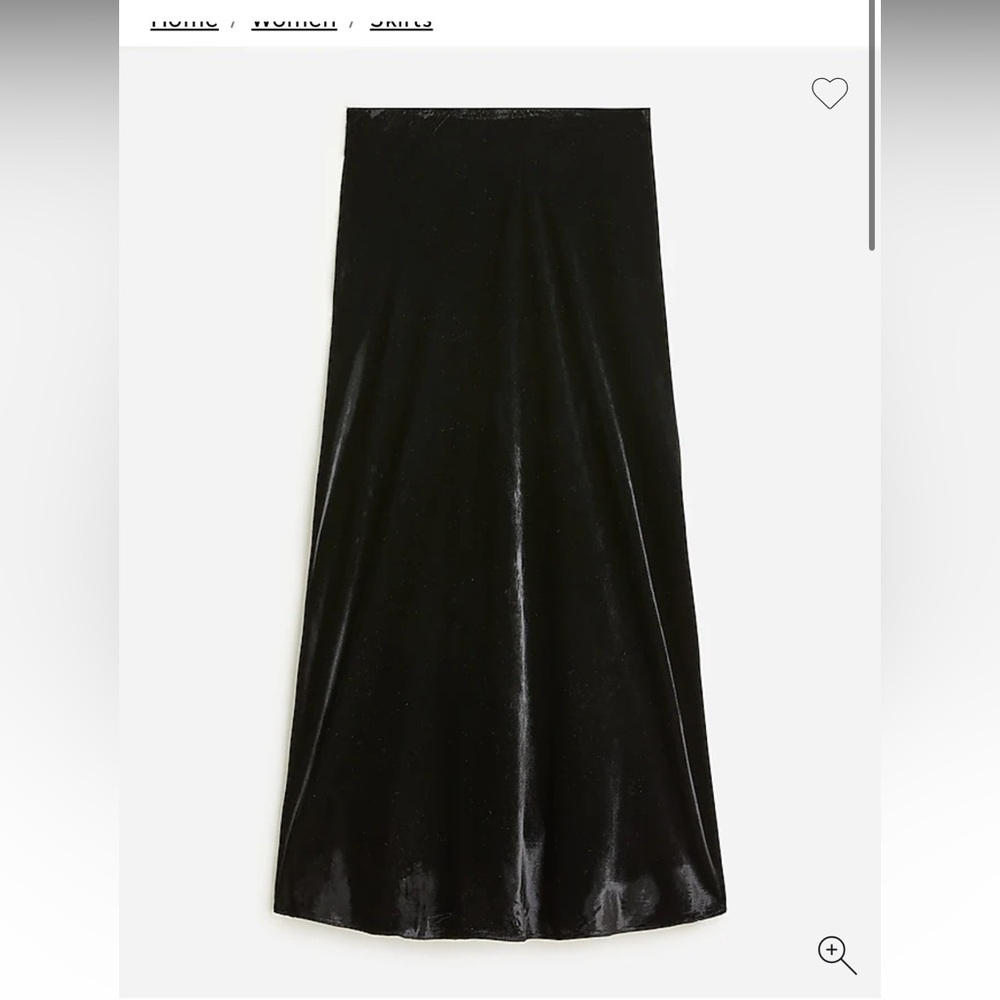 J. Crew Black Velvet Midi A-Line Skirt for Work